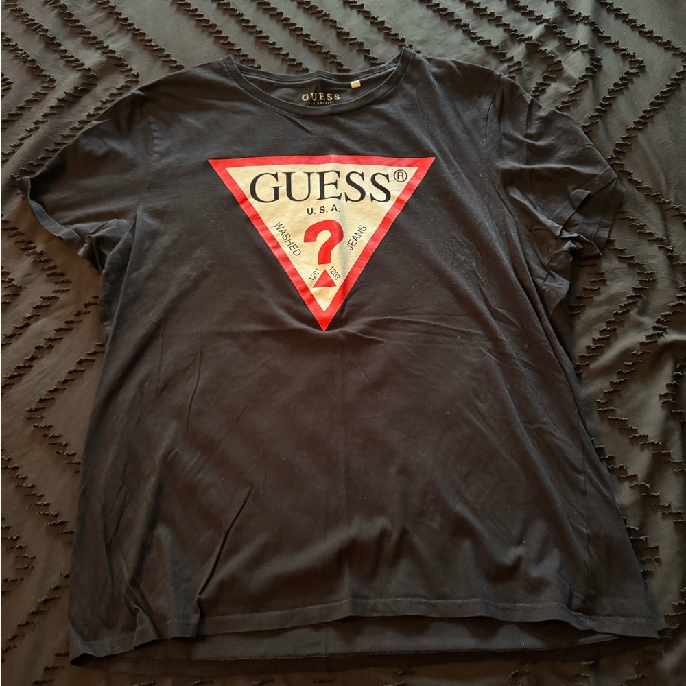 Guess Black and Red Short Sleeve Tee
